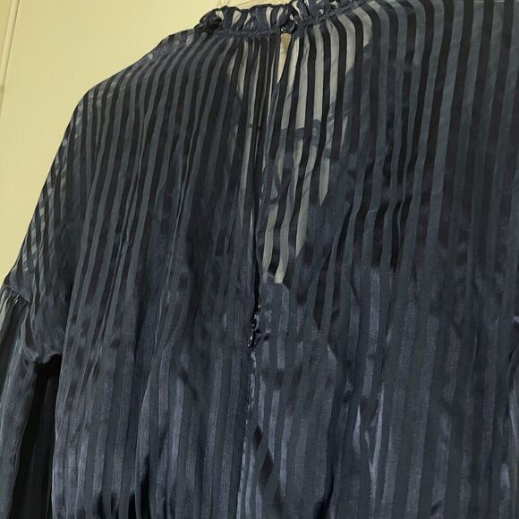 Alice + Olivia Callan Silk Romper striped blue long sleeve size US 4 - Picture 8 of 8